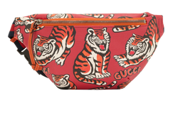 Tiger Print Waist Bag, Canvas, Red/Multi, 527066, DB/B, 4*